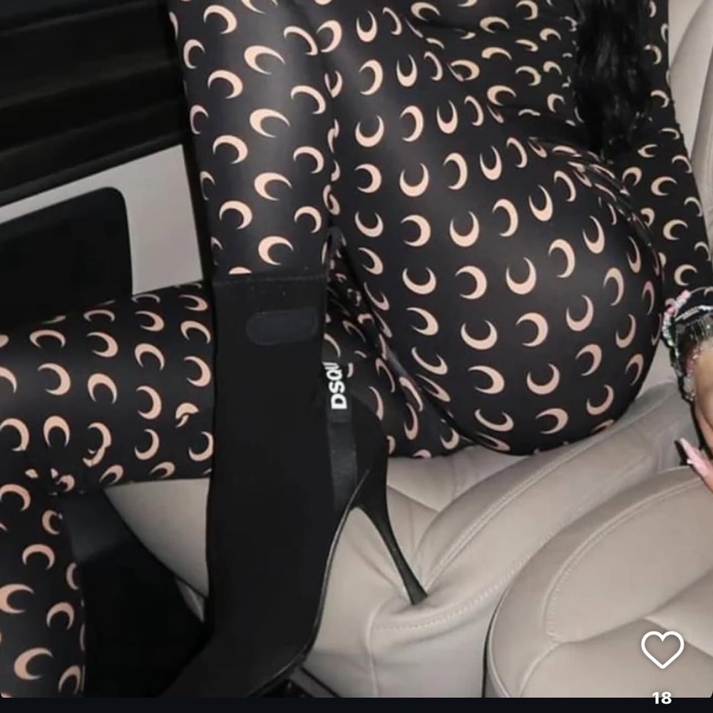 Marine Serre Black and Cream Moon Print Jumpsuit